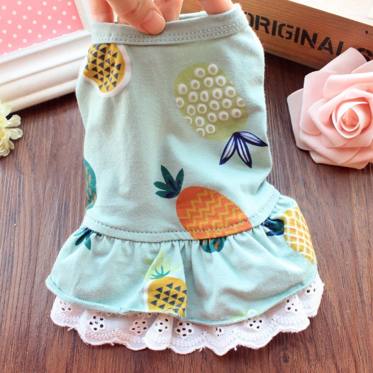 Summer Thin Pet Skirt Dog Clothes Teddy Hiromi Bichon Small Dog Princess Skirt T-shirt Cat Clothes