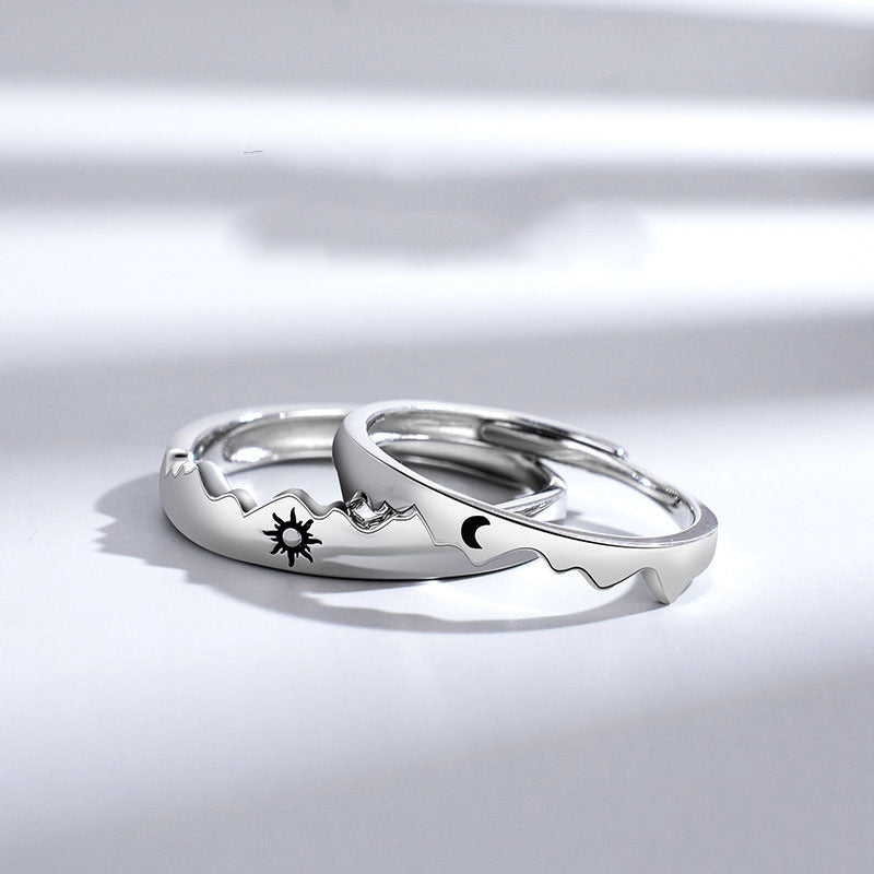 Sun Moon Couple Ring Sterling Silver Light Luxury Niche Design Sense Couple Ring