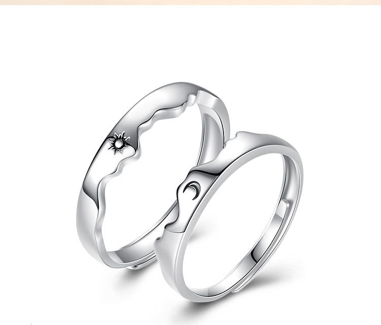 Sun Moon Couple Ring Sterling Silver Light Luxury Niche Design Sense Couple Ring