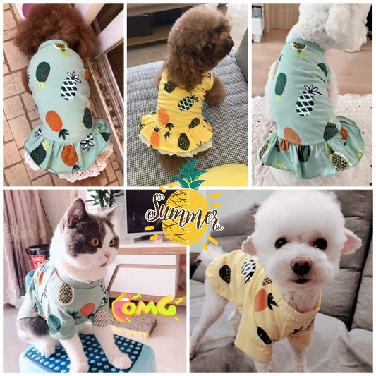 Summer Thin Pet Skirt Dog Clothes Teddy Hiromi Bichon Small Dog Princess Skirt T-shirt Cat Clothes