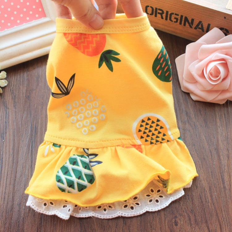 Summer Thin Pet Skirt Dog Clothes Teddy Hiromi Bichon Small Dog Princess Skirt T-shirt Cat Clothes