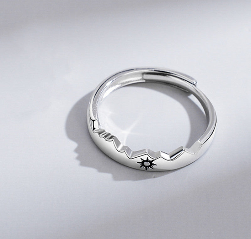 Sun Moon Couple Ring Sterling Silver Light Luxury Niche Design Sense Couple Ring