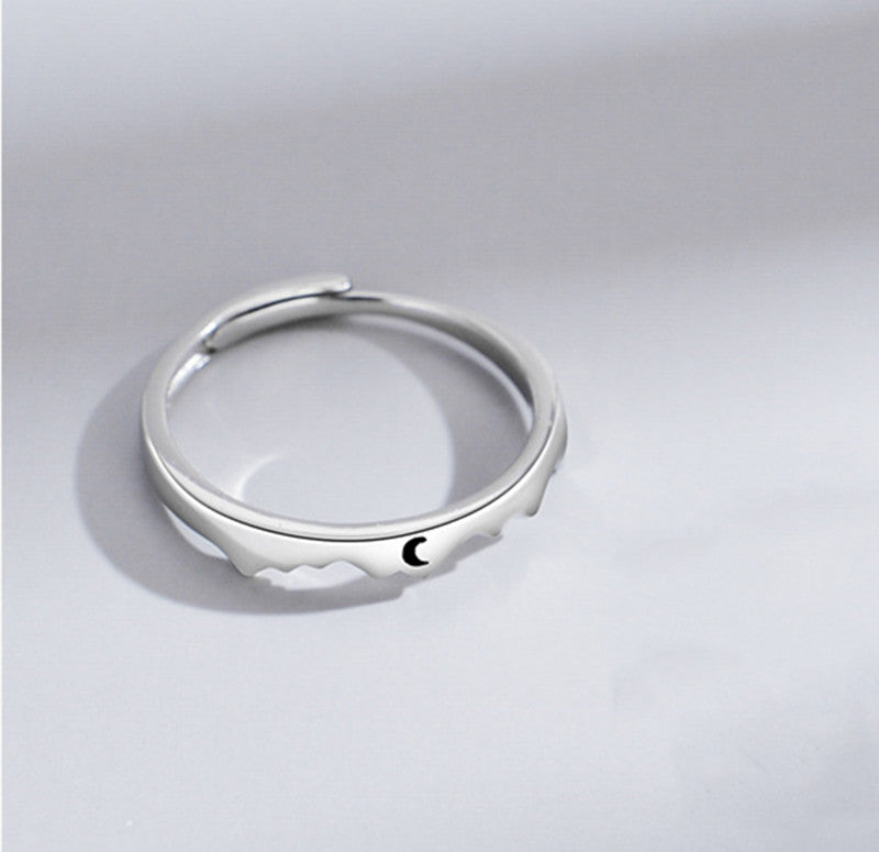 Sun Moon Couple Ring Sterling Silver Light Luxury Niche Design Sense Couple Ring